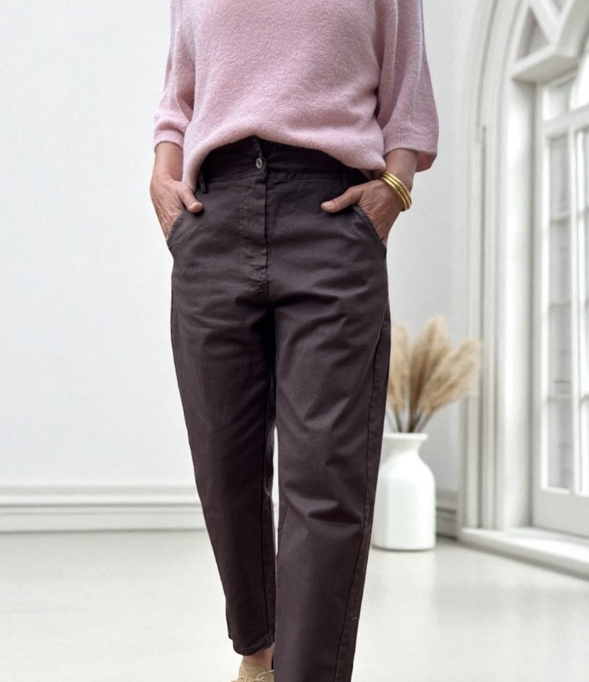 pantalon en coton chocolat foncé – Image 2
