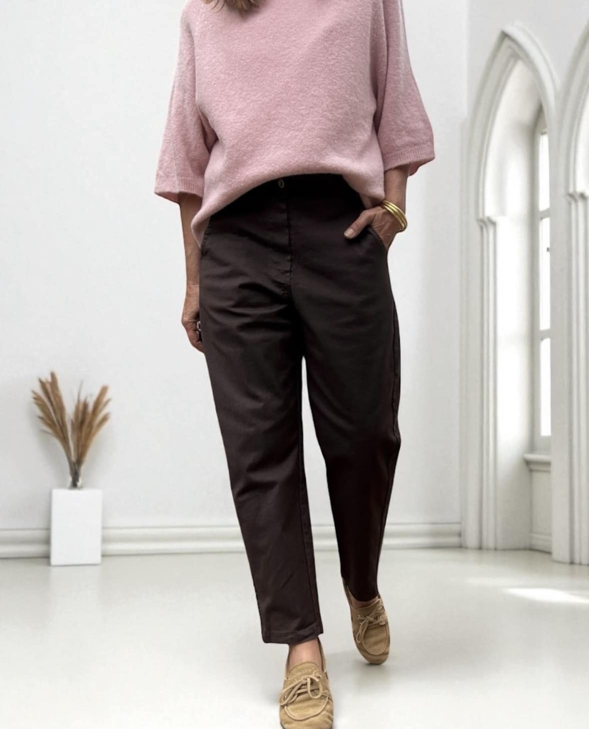 pantalon en coton chocolat foncé – Image 6