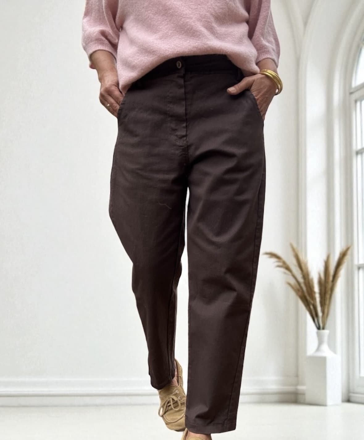 pantalon en coton chocolat foncé – Image 5