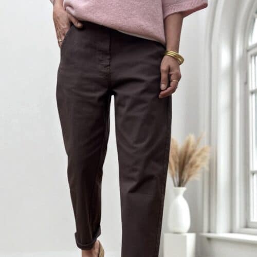 pantalon en coton chocolat foncé