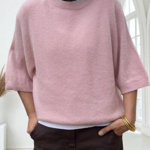 Pull en baby alpaga rose ancien manches 3/4