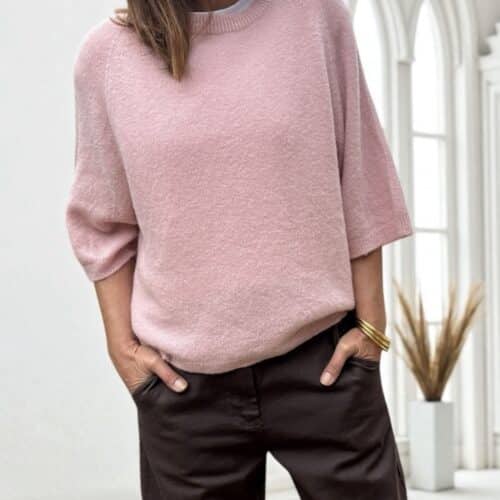 Pull en baby alpaga rose ancien manches 3/4