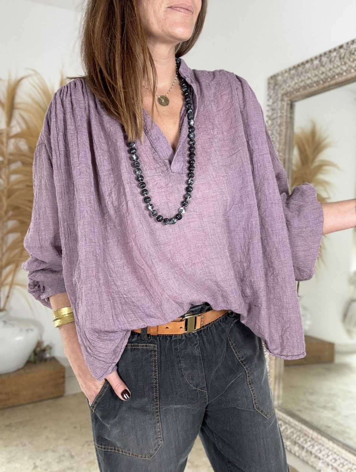 Blouse oversize prune clair Barbara