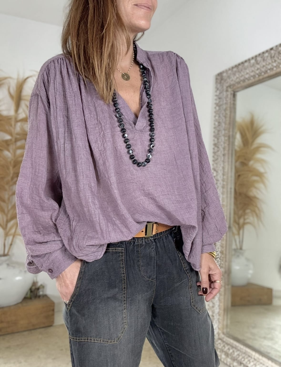 Blouse oversize prune clair Barbara – Image 3