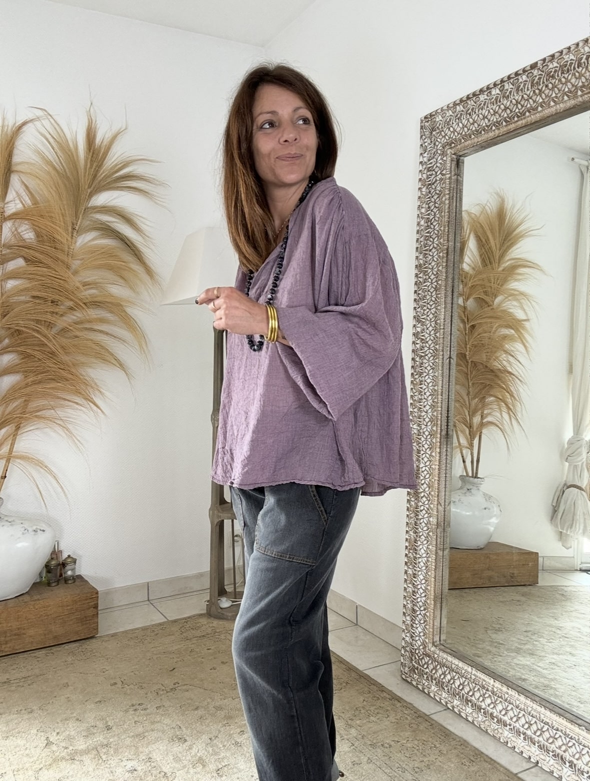 Blouse oversize prune clair Barbara – Image 2