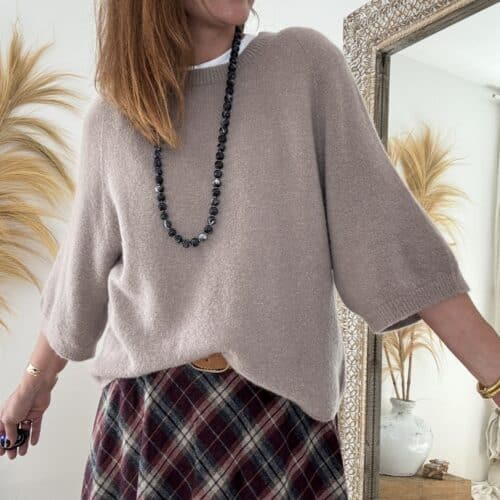 Pull en baby alpaga taupe manches 3/4 Ariane