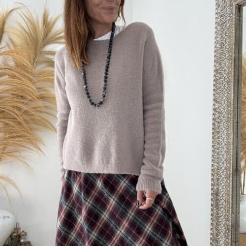 Pull taupe en baby alpaga Milva
