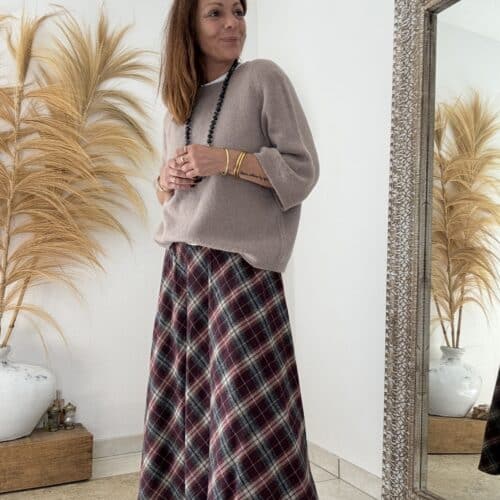 Jupe longue écossaise Anna bordeaux