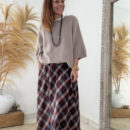 Jupe longue écossaise Anna bordeaux