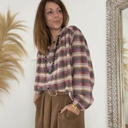chemise à carreaux bordeaux Namasté