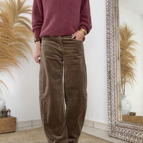 Pantalon barrel en velours café Luis