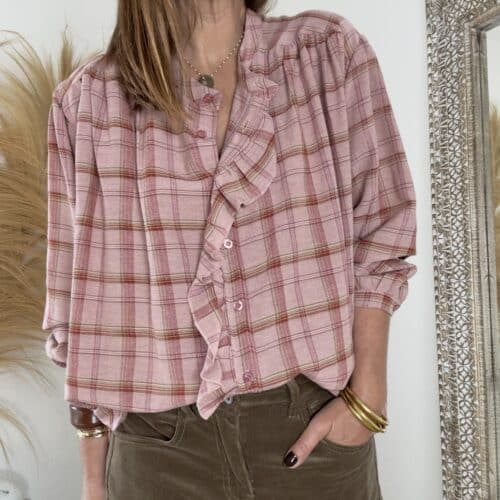 Chemise à carreaux rose Radieuse