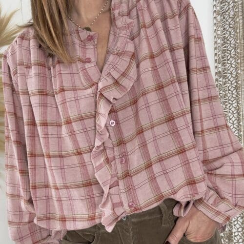 Chemise à carreaux rose Radieuse