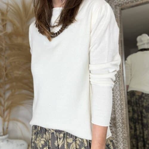 Pull Sedna fin en cachemire et laine écru