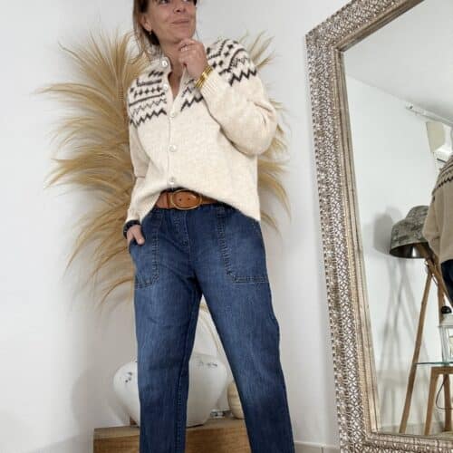 Gilet Brigit beige motifs chocolat