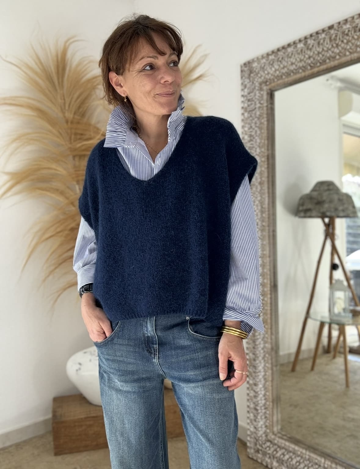 Pull Apollon ample en baby alpaga marine – Image 8