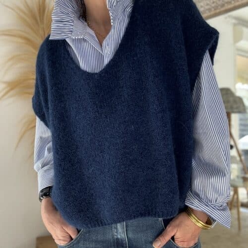 Pull Apollon ample en baby alpaga marine