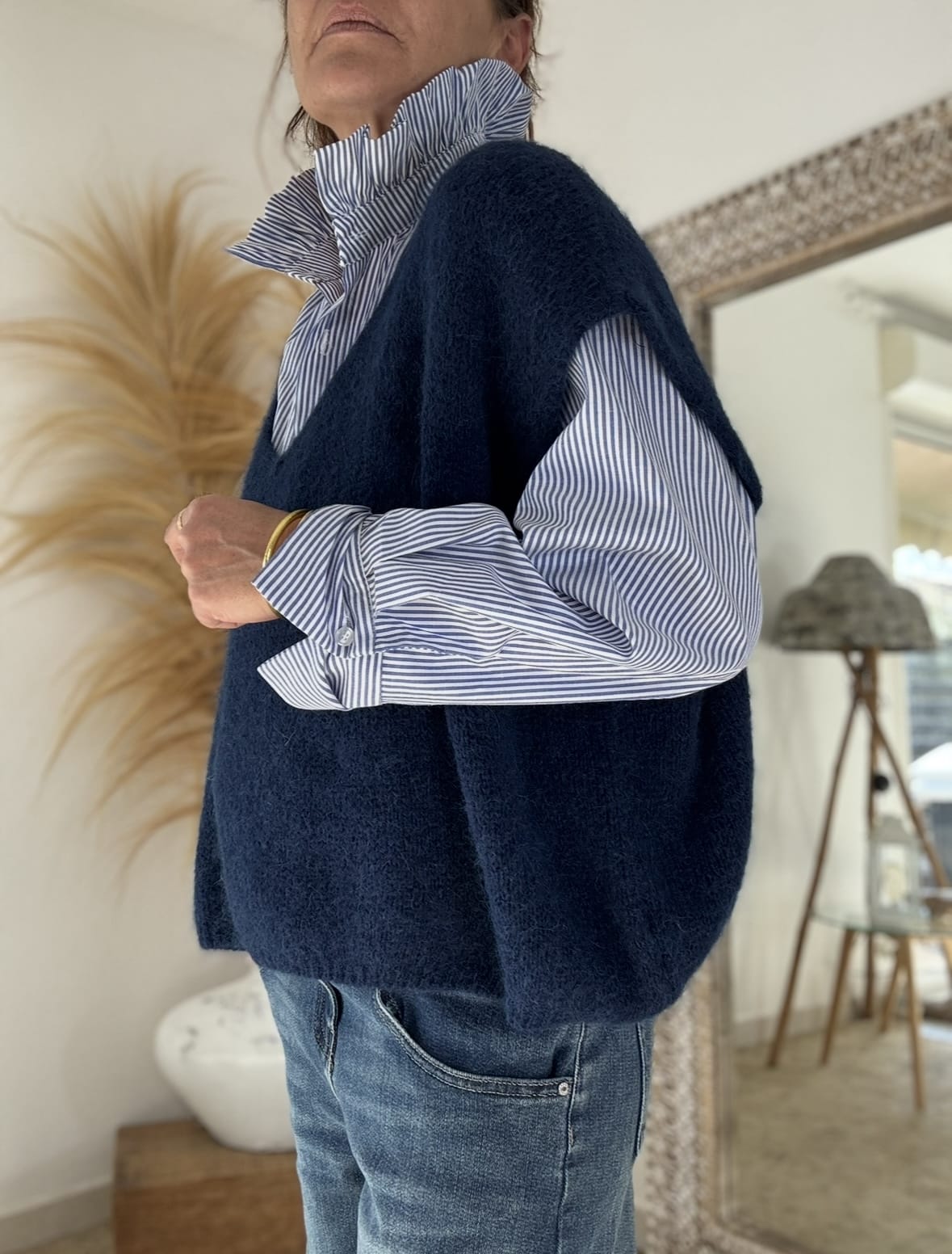 Pull Apollon ample en baby alpaga marine – Image 5