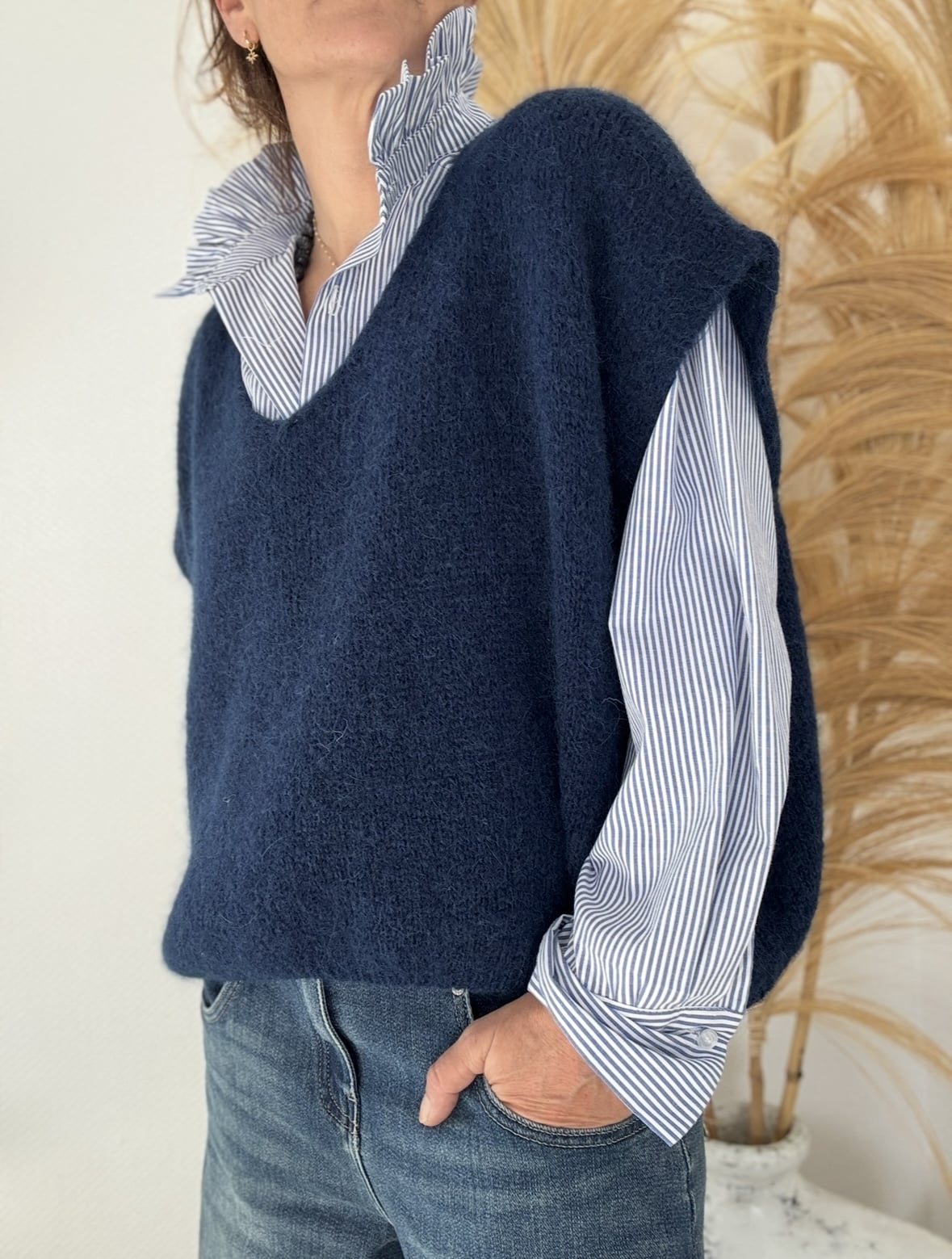 Pull Apollon ample en baby alpaga marine – Image 4