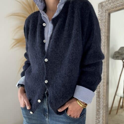 gilet Burma en baby alpaga marine