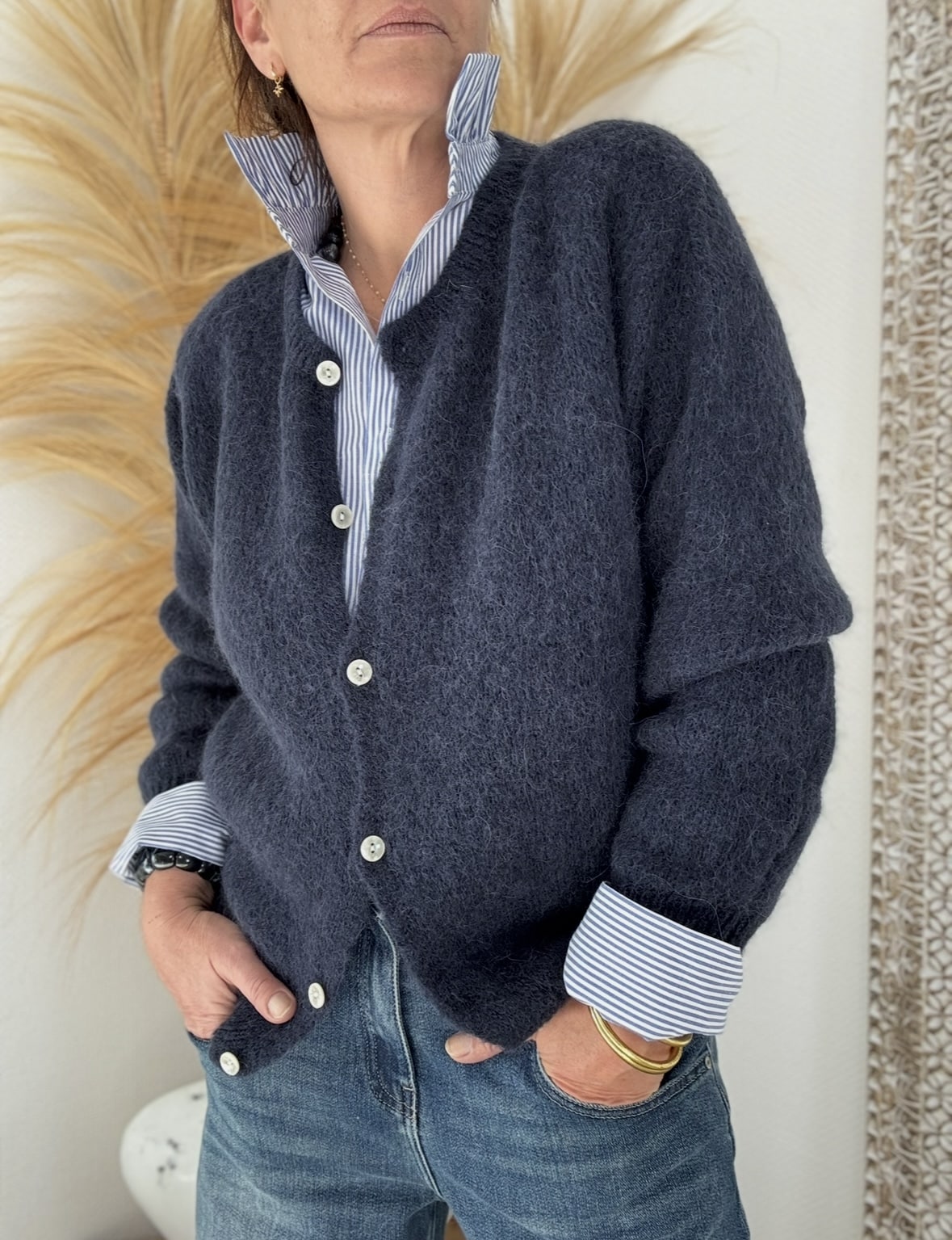 gilet Burma en baby alpaga marine – Image 3