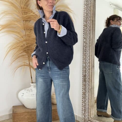 gilet Burma en baby alpaga marine