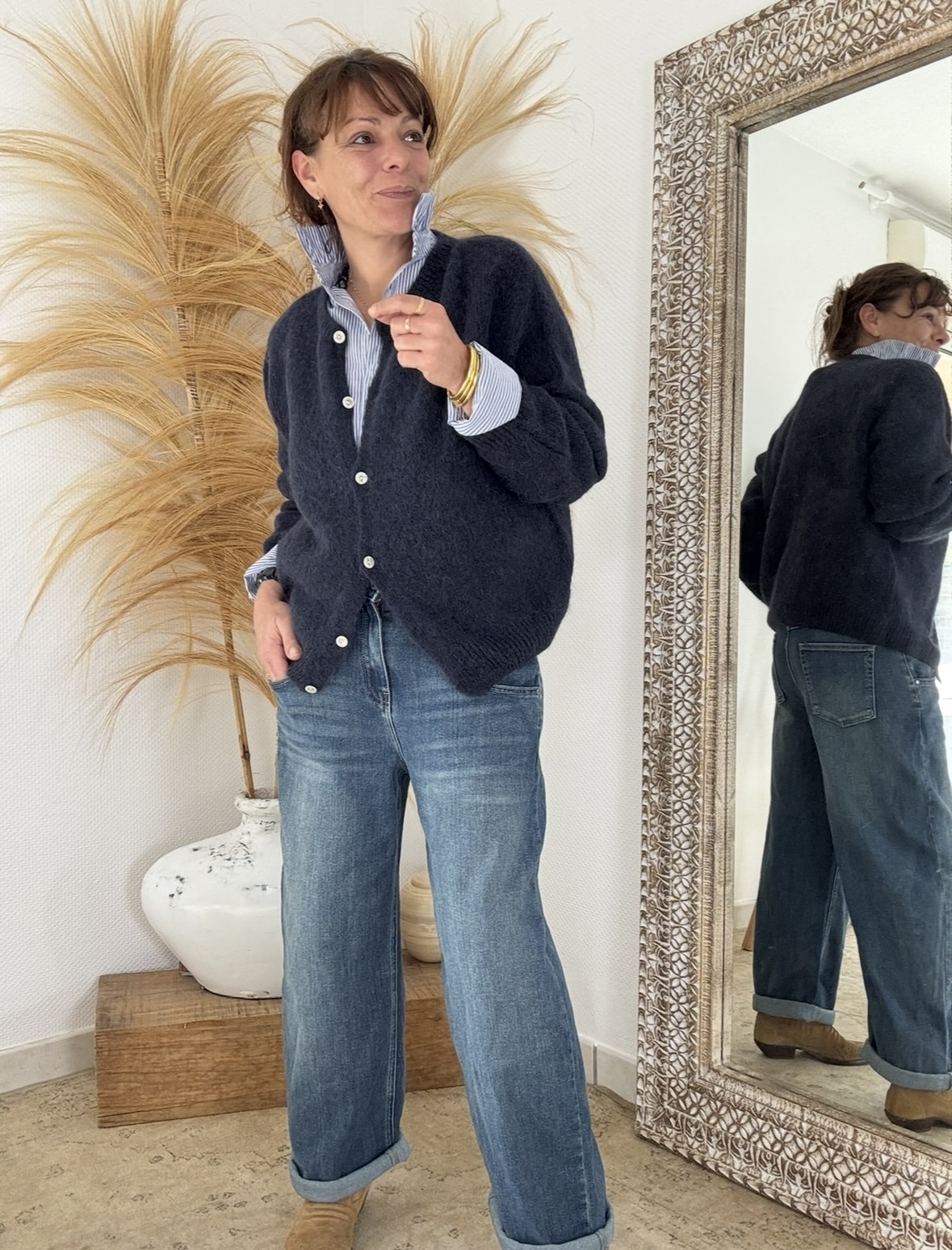 gilet Burma en baby alpaga marine – Image 2