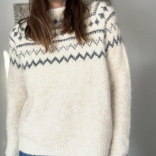 pull Brigit beige à motifs anthracite