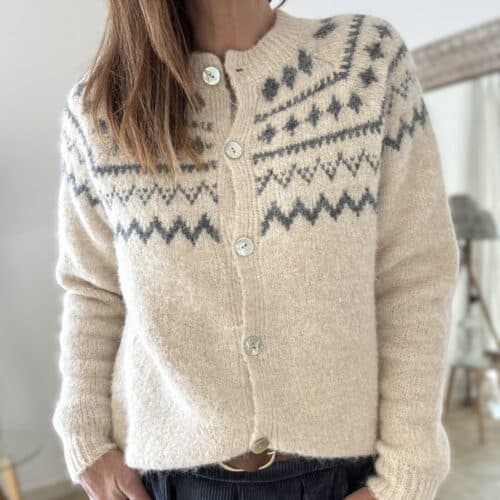 Gilet Brigit beige à motifs anthracite