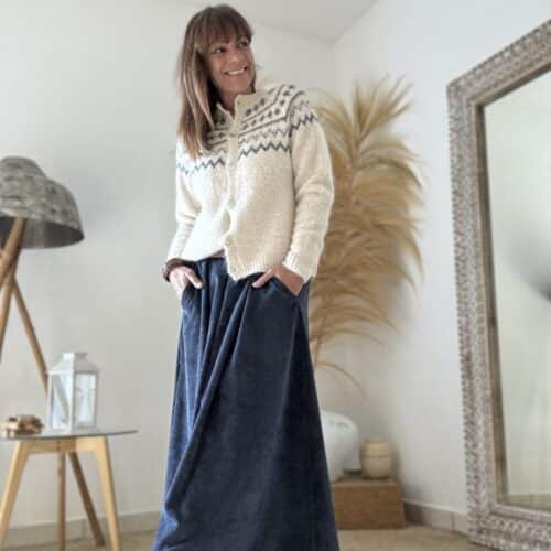 Gilet Brigit beige à motifs anthracite