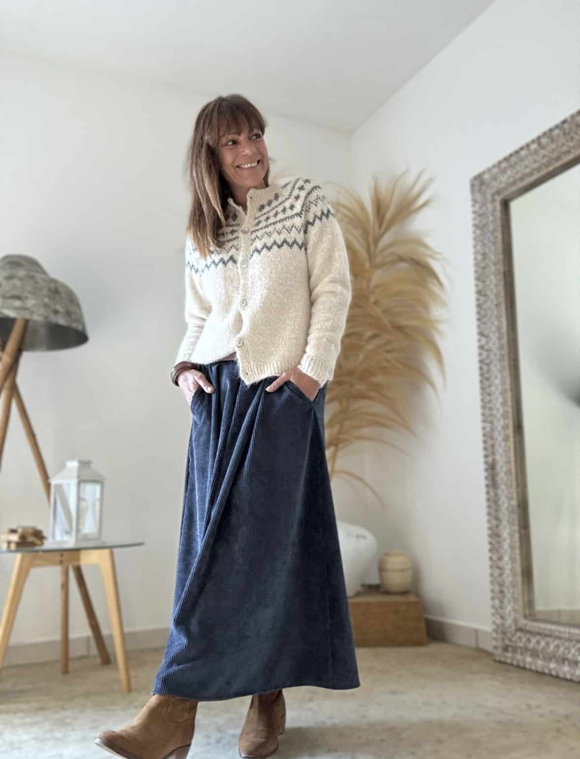 Gilet Brigit beige à motifs anthracite – Image 2