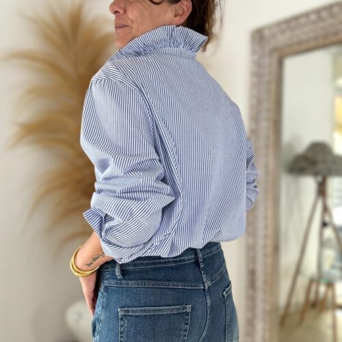 Chemise overseize Dana rayée blanc et bleu