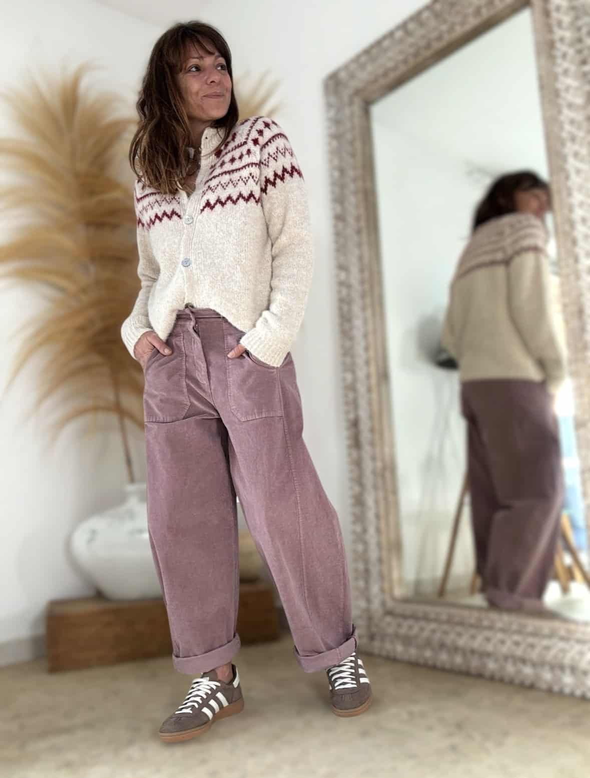 Pantalon Enzo en velours rose ancien , coupe ballon – Image 8