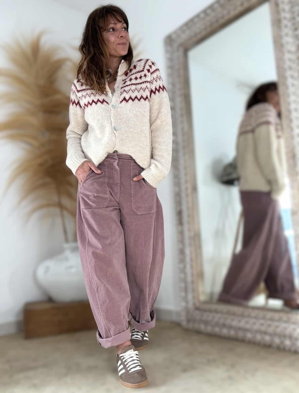 Pantalon Enzo en velours rose ancien , coupe ballon – Image 7