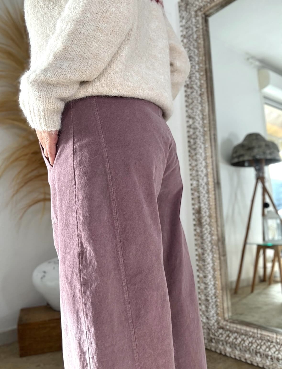 Pantalon Enzo en velours rose ancien , coupe ballon – Image 4