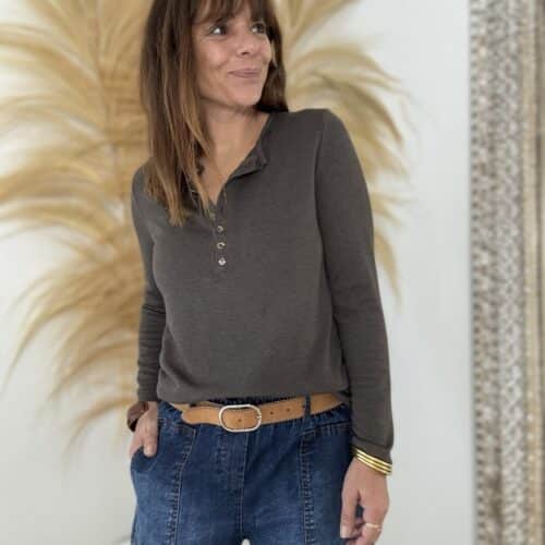 Tee-shirt Pio chocolat manches longues