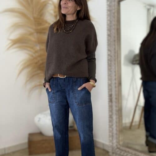 Pull sans manches Hathor chocolat en baby alpaga