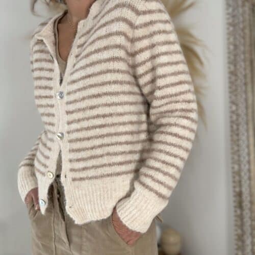 Gilet Isis rayé beige et camel