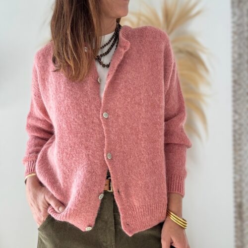 Gilet Burma en baby alpaga vieux rose
