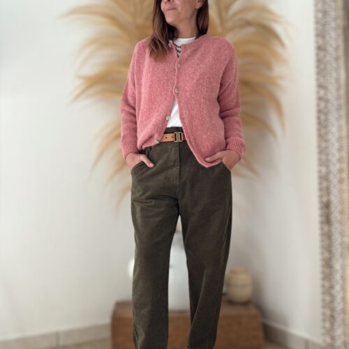 Gilet Burma en baby alpaga vieux rose