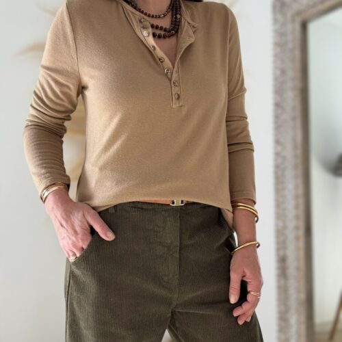 Tee-shirt Pio camel manches longues