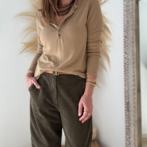 Tee-shirt Pio camel manches longues