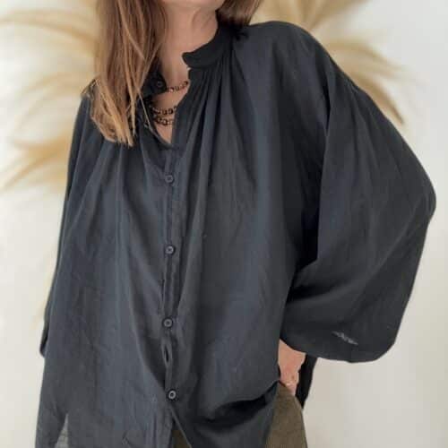Chemise en voile de coton noir Artemis