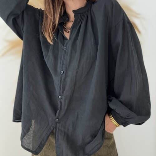 Chemise en voile de coton noir Artemis