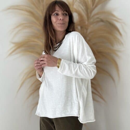 Tee-shirt Mona oversize écru en coton