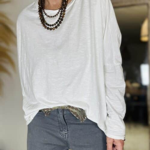 Tee-shirt Mona oversize écru en coton