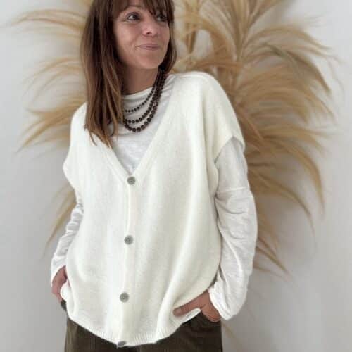 Gilet écru en baby alpaga Forséti