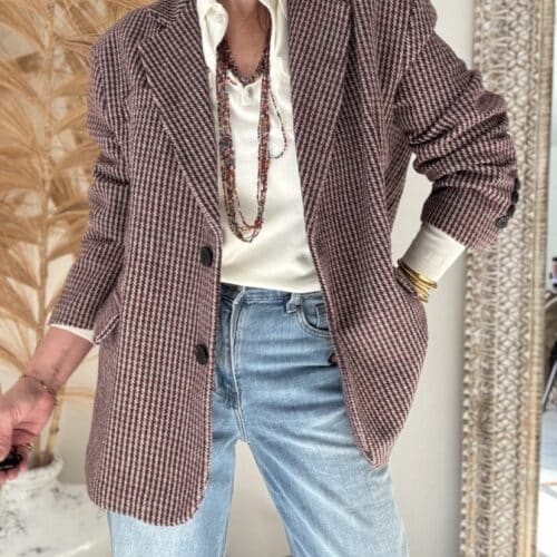 Blazer oversize Kali en pied de poule