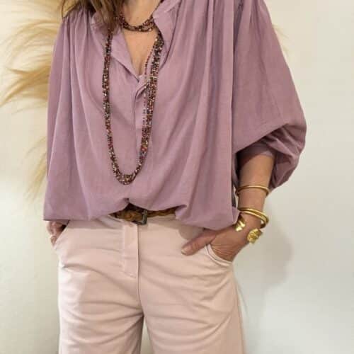 Chemise ample lilas en voile de coton Gigi