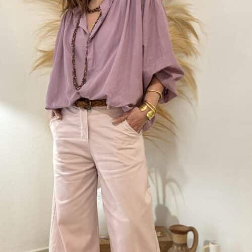 Chemise ample lilas en voile de coton Gigi